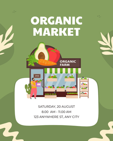Органический рынок с продуктами органической фермы Instagram Post Vertical – шаблон для дизайна