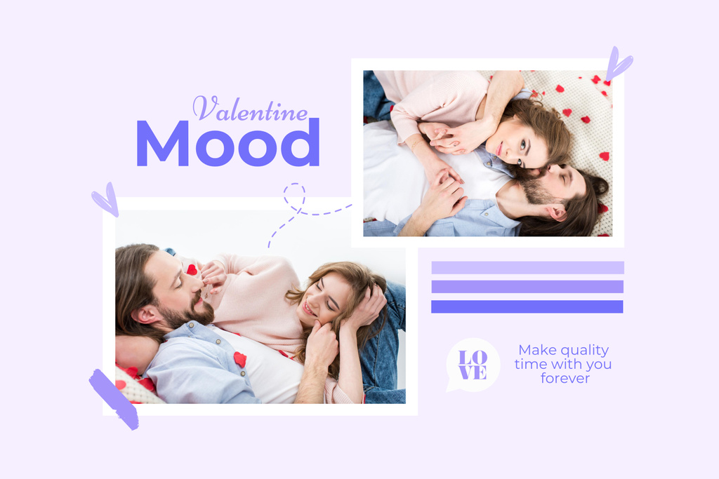 Valentine's Day Wish With Couple In Love Collage Mood Board Modelo de Design