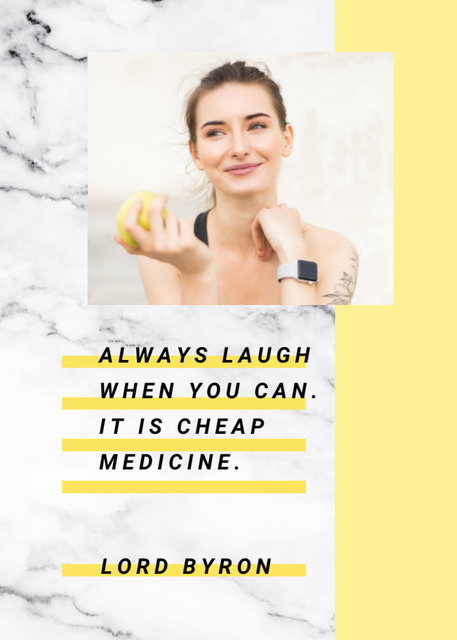 Ontwerpsjabloon van Postcard 5x7in Vertical van Inspirational Words About Health And Laugh