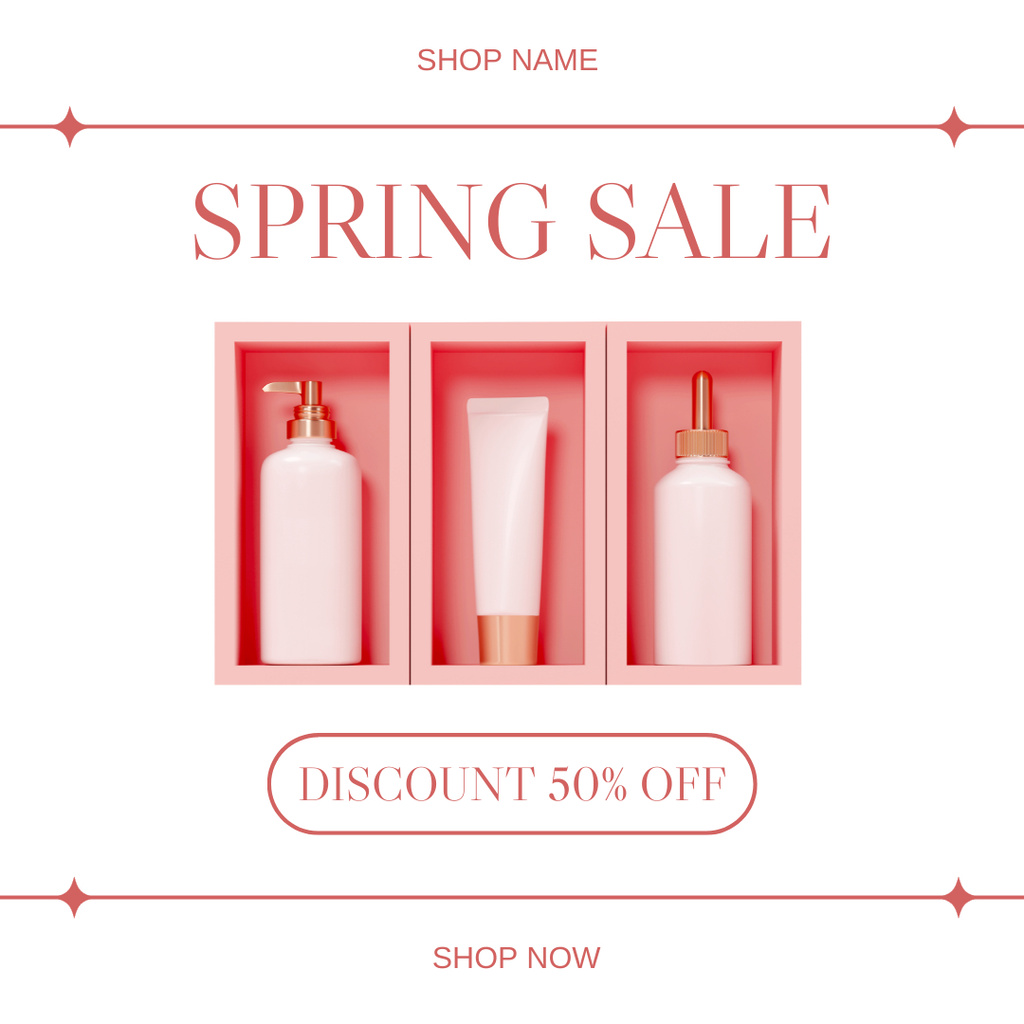 Spring Sale of Luxury Cosmetics Instagramデザインテンプレート