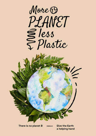 Plantilla de diseño de eco concepto con tierra en bolsa de plástico Poster 
