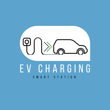 Emblem of Station for Charging Electric Cars Logo 1080x1080px Design Template