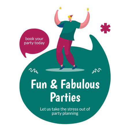 Planning of Fun Parties Services Animated Post Design Template