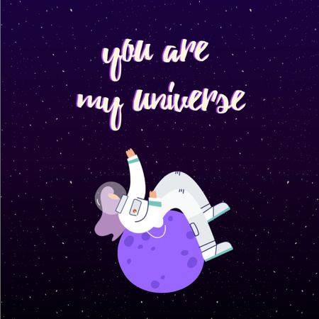 Designvorlage Funny Astronaut Riding Planet in Space für Instagram AD
