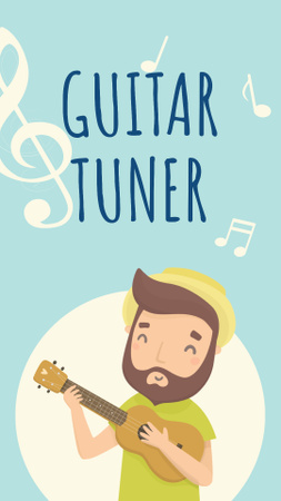 Happy Man playing ukulele Instagram Story tervezősablon