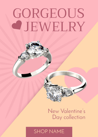 Plantilla de diseño de Gorgeous Jewelry Offer on Valentine's Day Flayer 