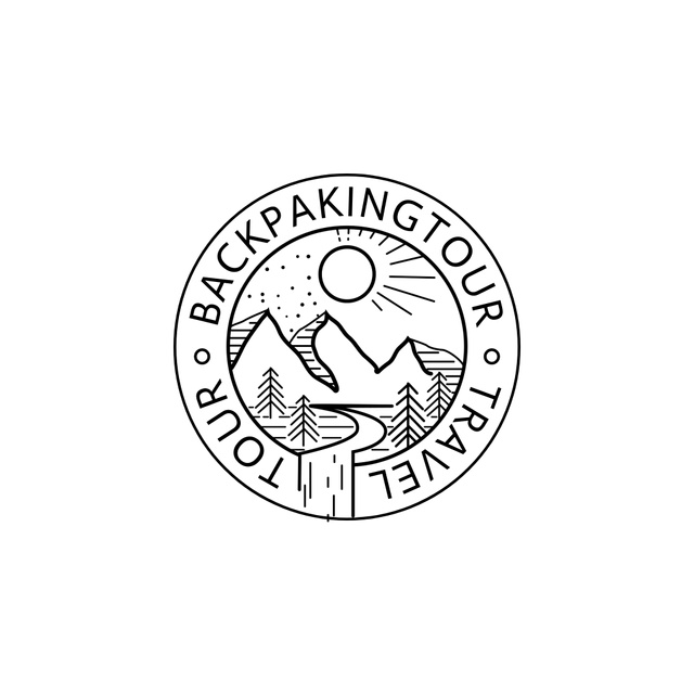 Backpacking Tour Offer Animated Logo Πρότυπο σχεδίασης
