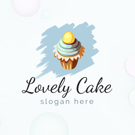 Rich Bakery Ad with a Yummy Cupcake Logo 1080x1080pxデザインテンプレート