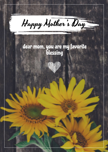 Plantilla de diseño de Happy Mother's Day Greeting With Sunflowers Postcard A6 Vertical 