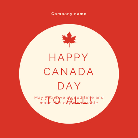 Best Wishes On Canada Day In Red Instagram Design Template