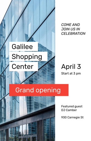 Grand Opening Shopping Center with Glass Building Flyer 5.5x8.5in Design Template