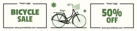Ontwerpsjabloon van Ebay Store Billboard van Eenvoudige groene advertentie voor fietskorting