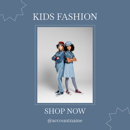 Kids Fashion Collection Announcement with Cute Children  Instagram Design Template