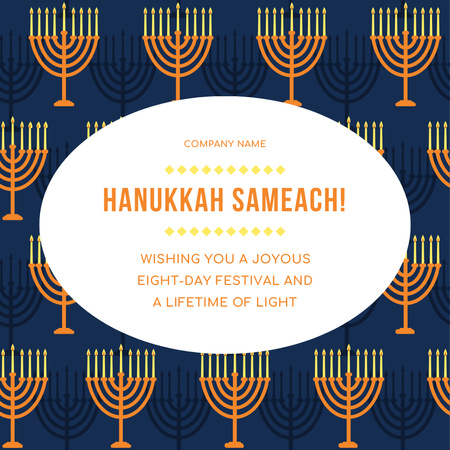 Happy Hanukkah Wishes with Menorahs Instagram Design Template
