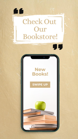 E-books Store Ad with Smartphone Instagram Story tervezősablon