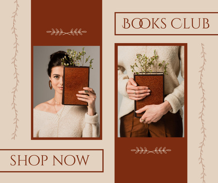 Announcement of Sale of Books in Book Club Facebook Design Template
