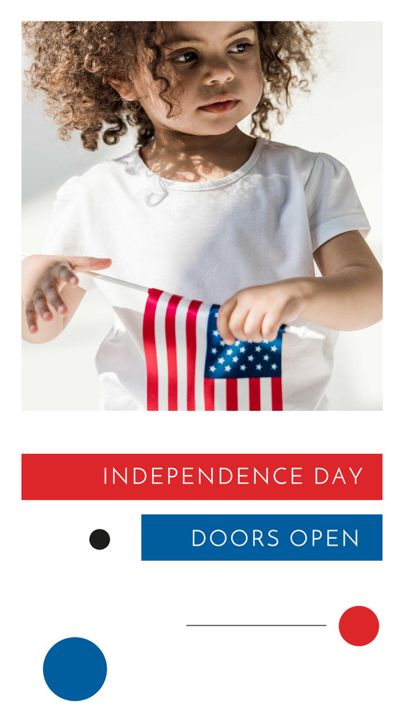 Template di design Independence Day Event Announcement with Cute Kid Instagram Story