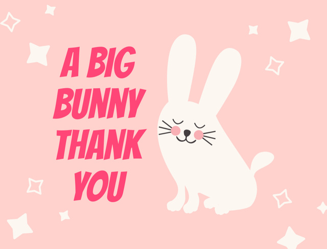 Plantilla de diseño de Sweet Thankful Phrase with Bunny Postcard 4.2x5.5in 