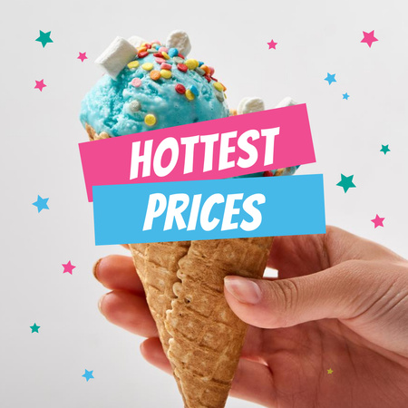Sale Announcement Hand Holding Ice Cream Instagram Design Template
