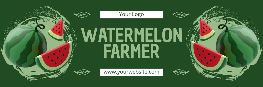 Promotion of Farm with Watermelons on Green Twitter Design Template