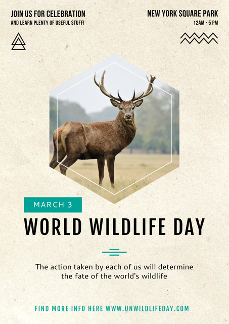 Deer on World Wildlife Day Announcement Poster B2 Šablona návrhu