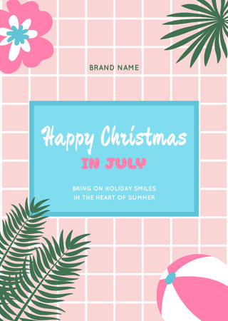 Designvorlage Christmas In July Greeting With Plants für Postcard A6 Vertical