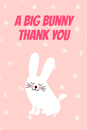 Cute Bunny with Thankful Phrase Postcard 4x6in Vertical Design Template
