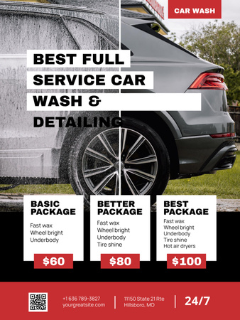 Car Services of Wash and Detailing Poster US Design Template