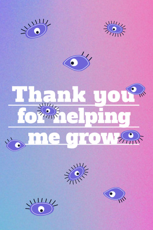 Cute Thankful Phrase With Eyes In Gradient Postcard 4x6in Vertical Design Template