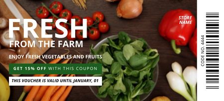Veggies And Fruits From Farm With Discount Coupon 3.75x8.25in Design Template