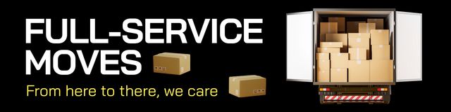 Full Services Moves Ad with Boxes in Truck Twitter Tasarım Şablonu