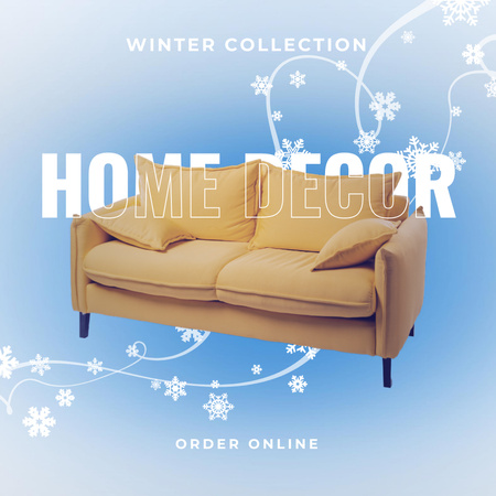 Winter Sale Home Decor with Orange Sofa Instagram Design Template