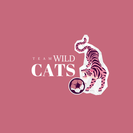 Soccer Team Emblem with Tiger Logo Design Template