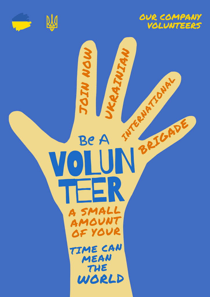 Illustration of Volunteer's Hand Poster Πρότυπο σχεδίασης