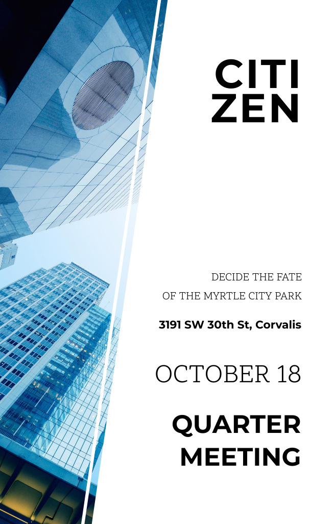 Platilla de diseño Quarter Meeting Announcement with City View Invitation 4.6x7.2in
