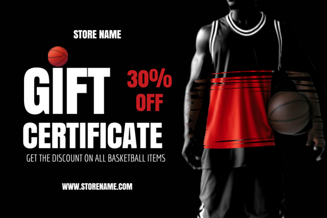 Discount on Basketball Equipment Gift Certificate Design Template
