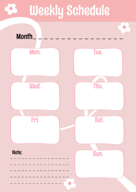 Weekly Schedule with Tender Pink Chamomile Flowers Schedule Planner Design Template