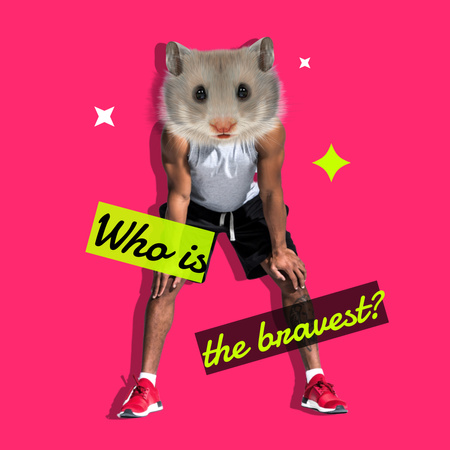 Funny Phrase with Cute Hamster Instagram Design Template
