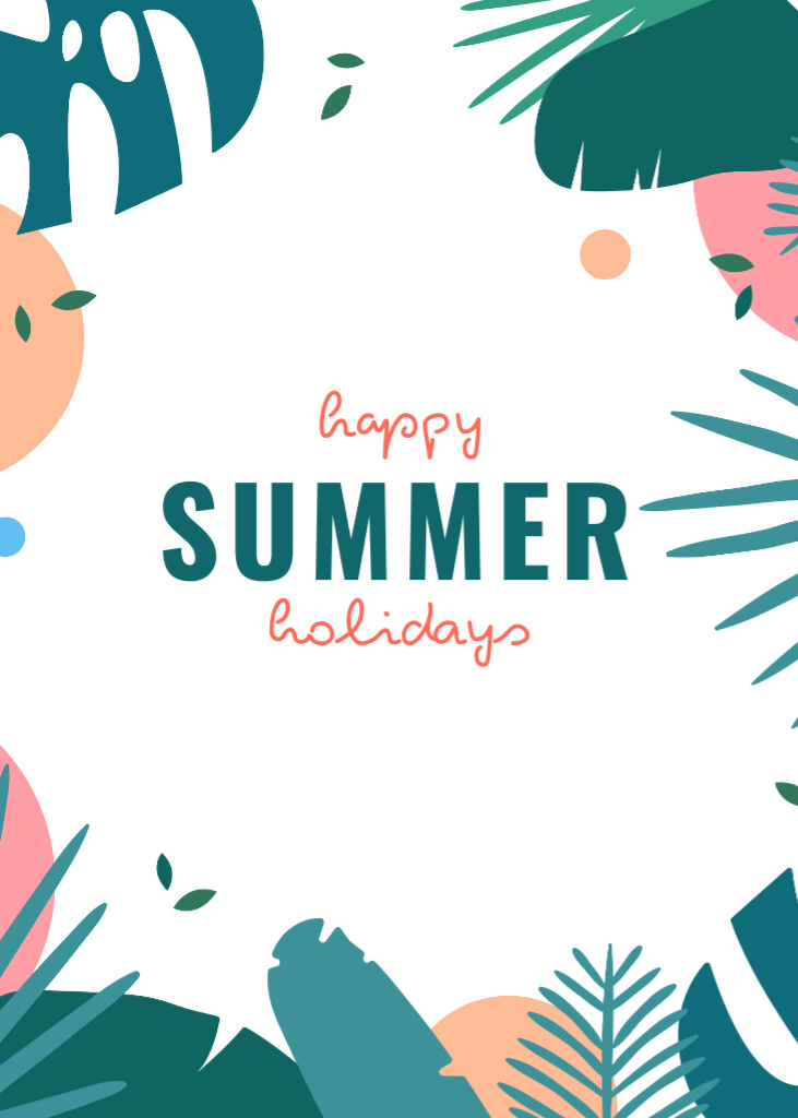 Happy Summer Holiday Greeting with Bright Frame Postcard 5x7in Vertical – шаблон для дизайну
