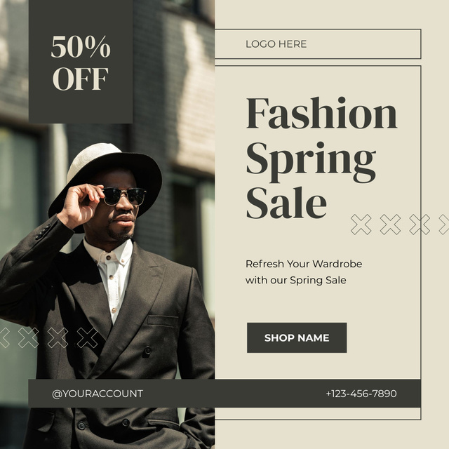 Spring Sale with Stylish African American Instagram Modelo de Design