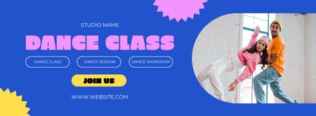 Promotion of Dance Class with Creative Illustration Facebook cover Design Template