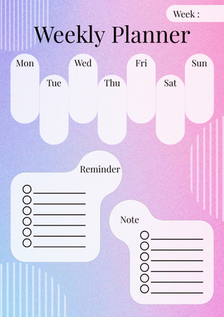 Blue and purple cartoon weekly Schedule Planner Design Template