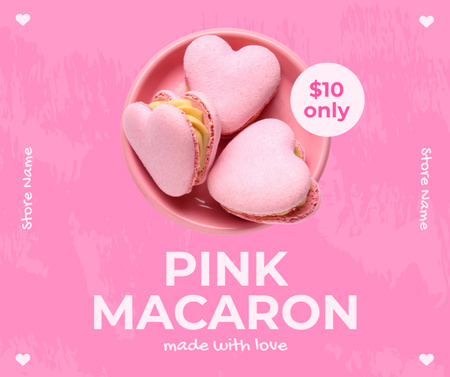 Ontwerpsjabloon van Facebook van Roze Hartvormige Macarons
