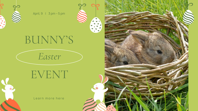 Festive Event With Bunnies In Basket For Easter Full HD video Design Template