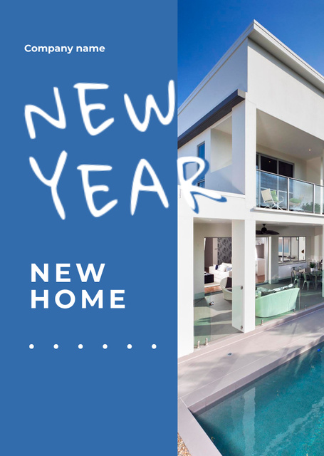 Real Estate Offer With Modern House And Pool Postcard A6 Vertical Šablona návrhu