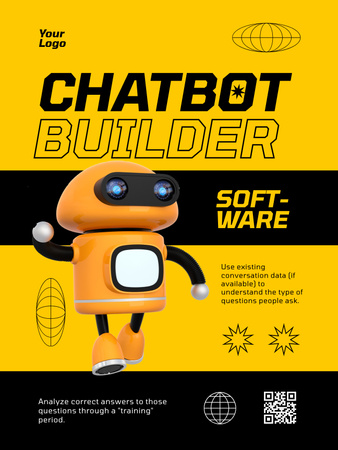 Template di design Servizi di chatbot online con robot Poster US