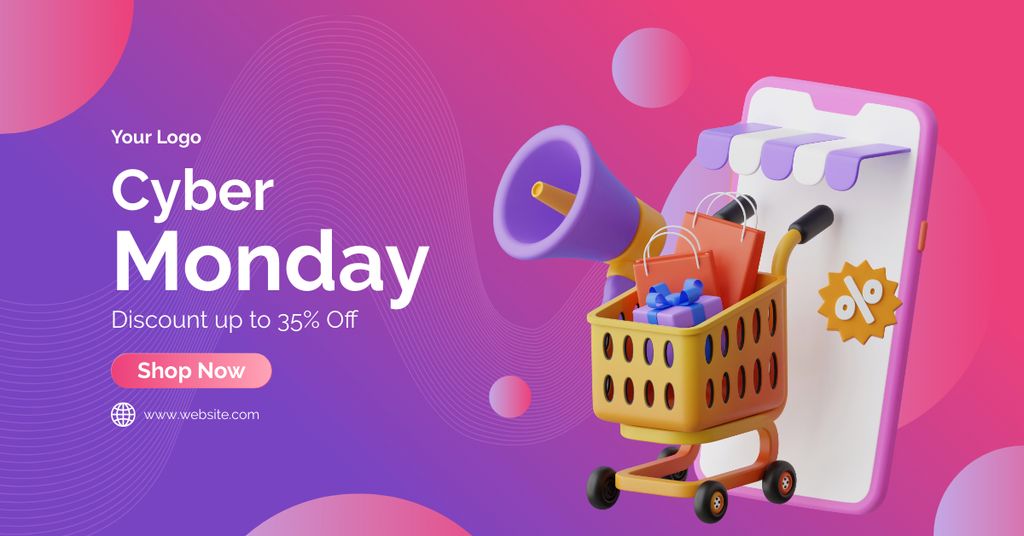 Cyber Monday Purchases in Shopping Cart Facebook AD Πρότυπο σχεδίασης