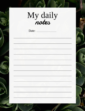 Personal Daily Planner with Succulents Background Notepad 107x139mm Design Template