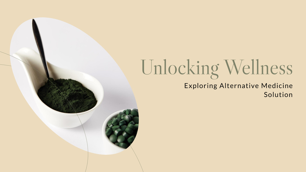 Alternative Medicine Wellness With Herbal Powder Presentation Wide – шаблон для дизайна