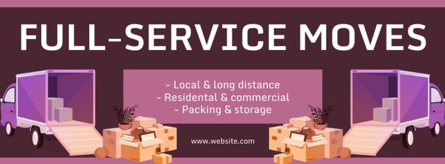 Offer of Full-Service Moving with Stuff in Trucks Facebook cover Design Template